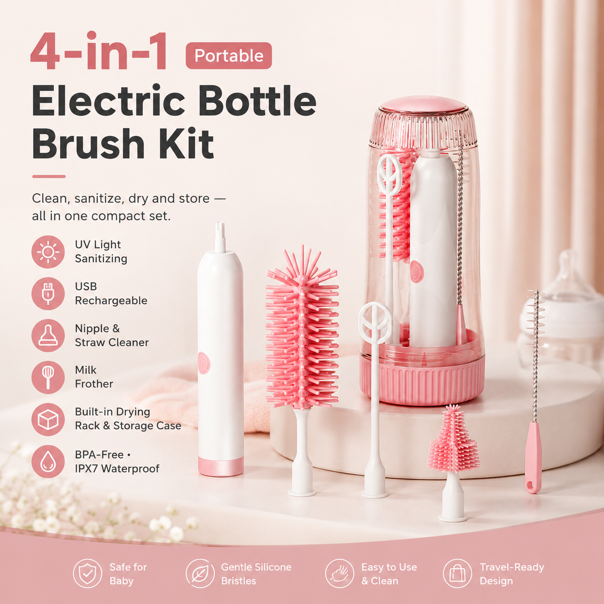 4-In-1 Electric Baby Bottle Brush